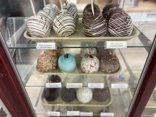 Savor the sweetness of Chocolate Crocodile's signature chocolate apples.