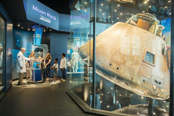 Lunar Capsule exhibit: A symbol of America's pioneering spirit in space.