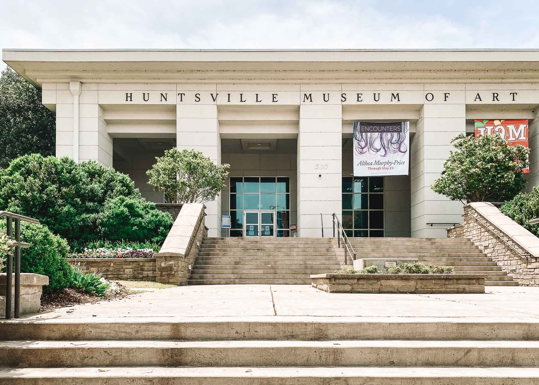 Entrance to the Huntsville Museum of Art, a beacon of culture in the city.