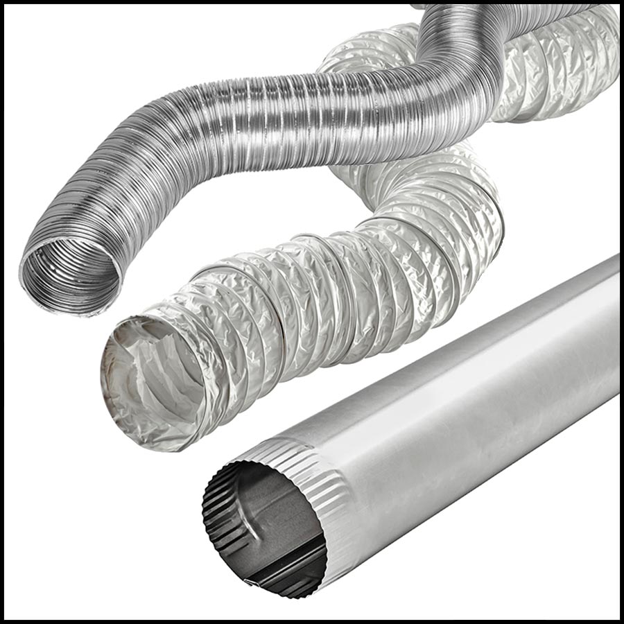 An assortment of bathroom ducts, highlighting the various materials and types used in ventilation.